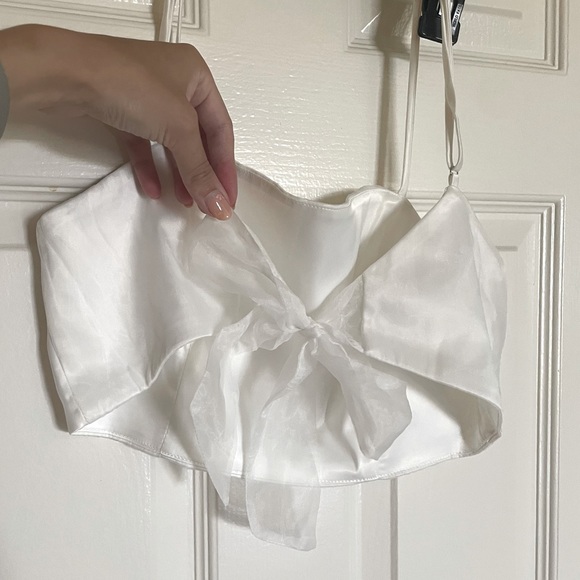 Lulus White Organza Midi Skirt and Tie-Back Crop Top - Picture 5 of 7
